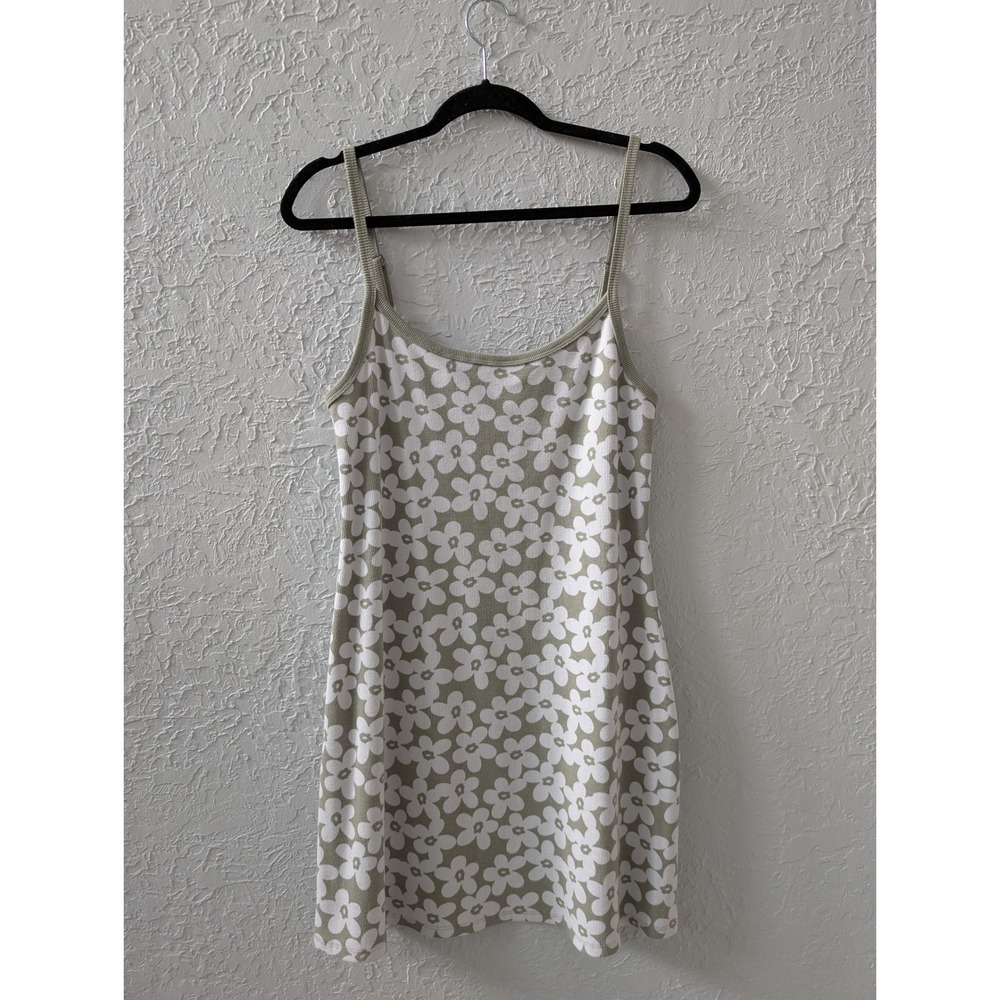 American Eagle Summer I Turned Pretty Dress Womens L Sage Green Floral Mini